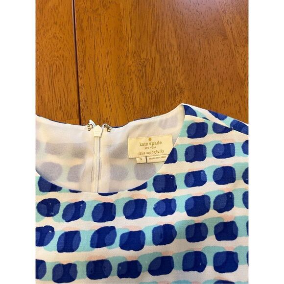 Kate Spade New York Layered Island Stamp Tank Blue Polka Dot Pattern Size Small - Picture 2 of 4